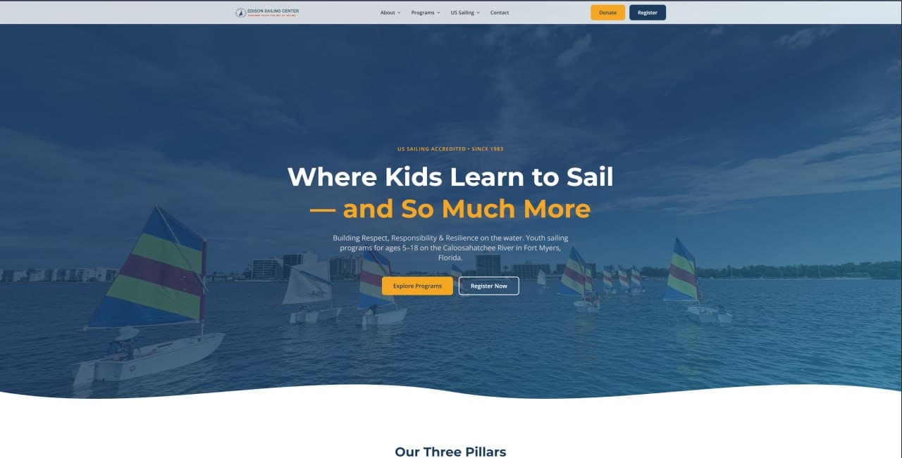 Edison Sailing Center — Website Design & Ongoing Digital Support